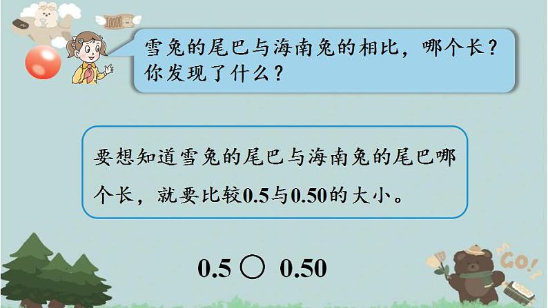 2021-2022学年青岛版数学四年级下册 五 动物世界 小数的意义和性质 信息窗二（小数的性质） 课件第5页