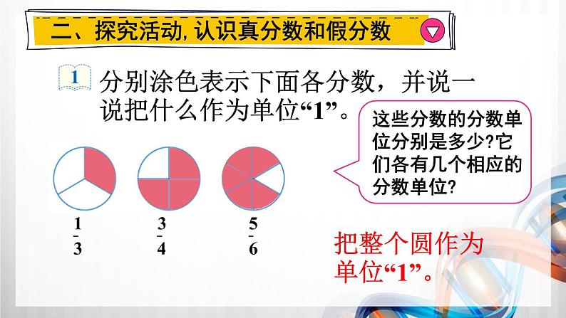 人教版五年级数学下册第四单元4.2《真分数和假分数》课件第3页