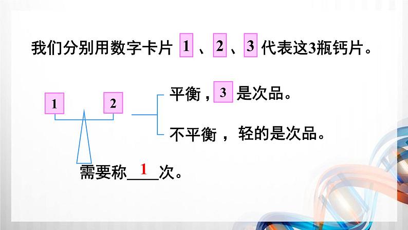 人教版五年级数学下册第八单元《数学广角-找次品》课件第7页