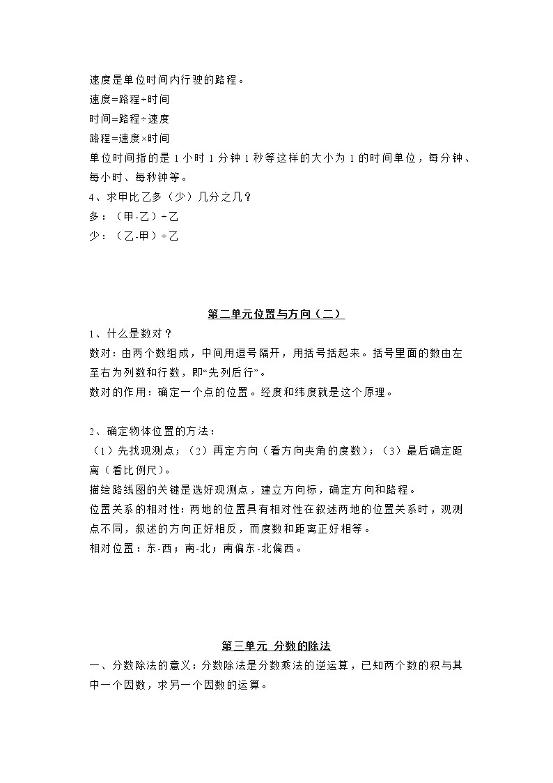 2022年人教版小学数学六年级全册（上下册）知识点梳理汇总03