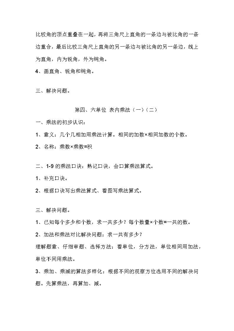 2022年人教版小学数学二年级全册（上下册）知识点梳理汇总03