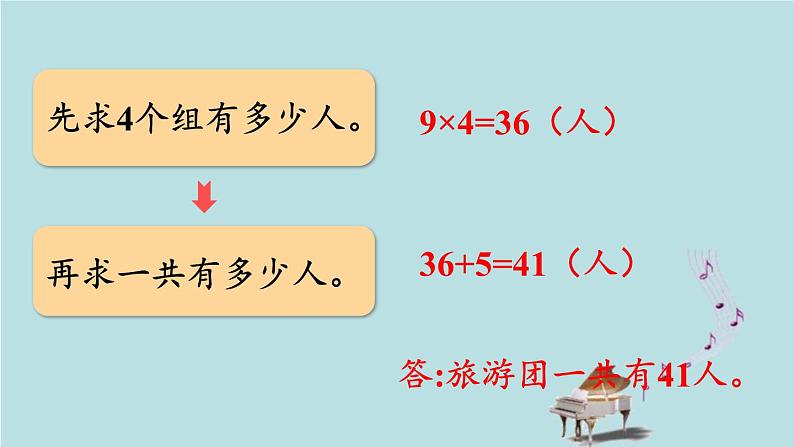 2021-2022学年青岛版数学二年级下册 八 休闲假日 解决问题 信息窗一（乘加、乘减的问题） 课件08