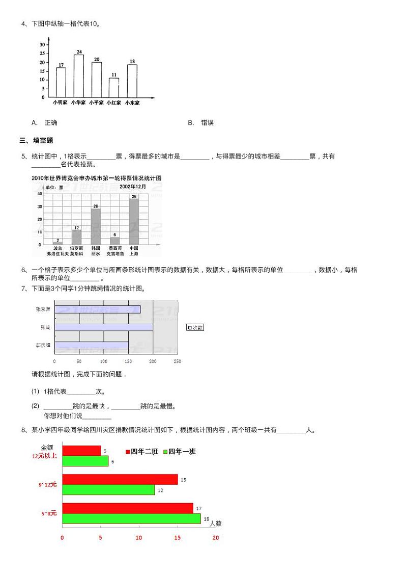 2020-2021学年北师大版数学四年级下册6.2栽蒜苗（一）同步测试02