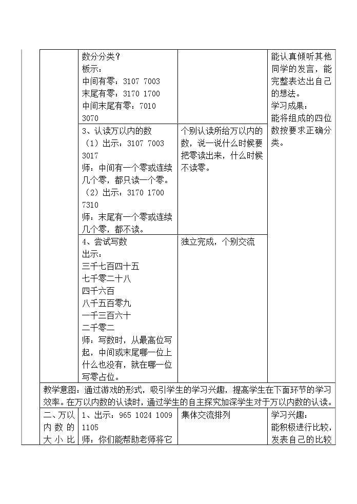 二年级下册数学教案-7.2  万以内数的读写及大小比较 ▏沪教版 (2)02