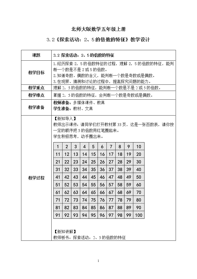 3.2《探索活动：2、5的倍数的特征》课件+教案01