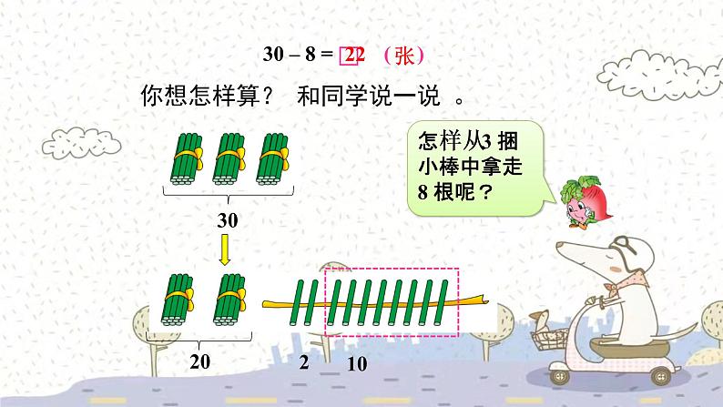 苏教版数学一年级下 6 100以内的加法和减法（二）-两位数减一位数（退位）（1） 课件03