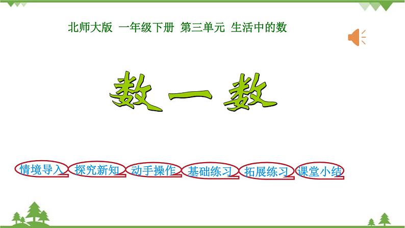 北师大版数学一年级下册 第3单元 生活中的数-第2课时  数一数 课件第1页