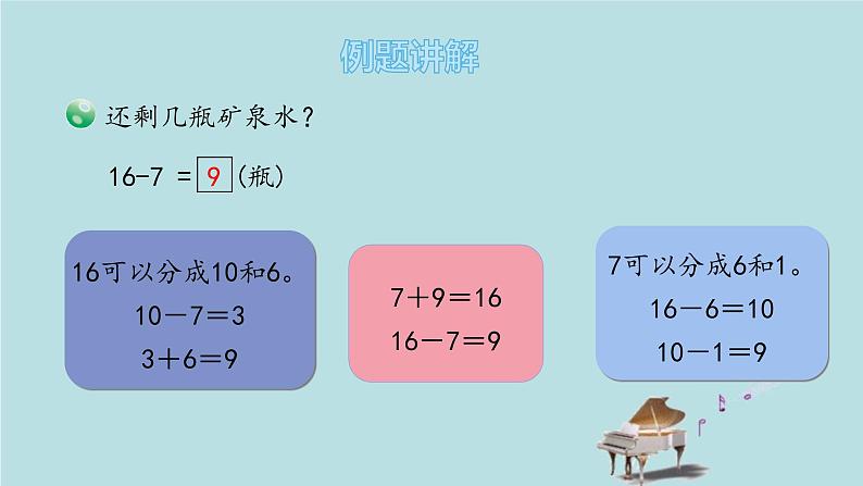 2021-2022学年青岛版数学一年级下册 一 逛公园 20以内的退位减法 信息窗二（十几减8、7） 课件第7页