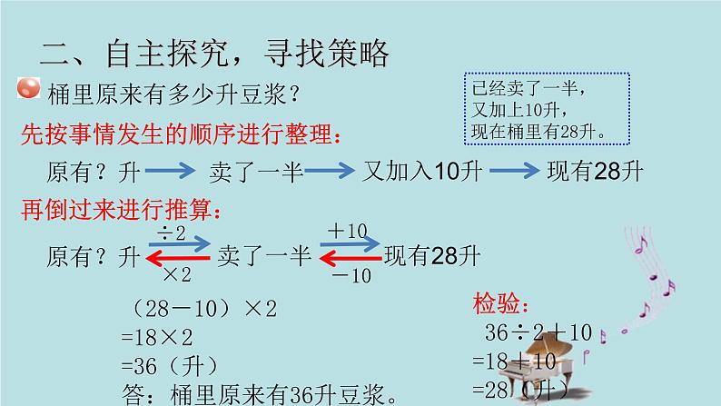 2021-2022学年青岛版数学三年级下册 智慧广场 倒推 课件第8页