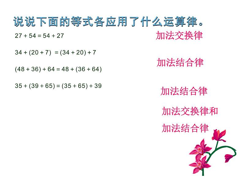 四年级数学下册课件-6.3加法运算律练习221-苏教版第2页