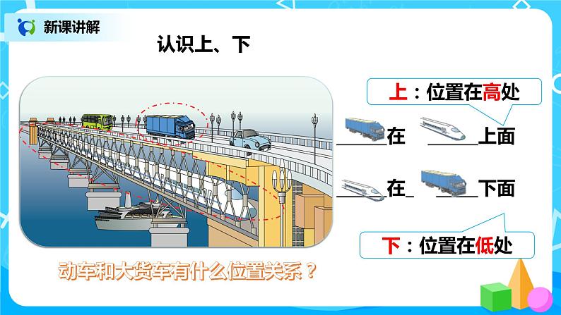 人教数学一年级上册2.1《上、下、前、后   》课件第8页