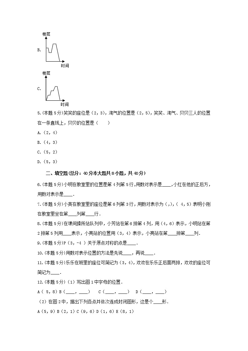四年级数学下册试题《八 确定位置》-单元测试3  苏教版（无答案）第2页