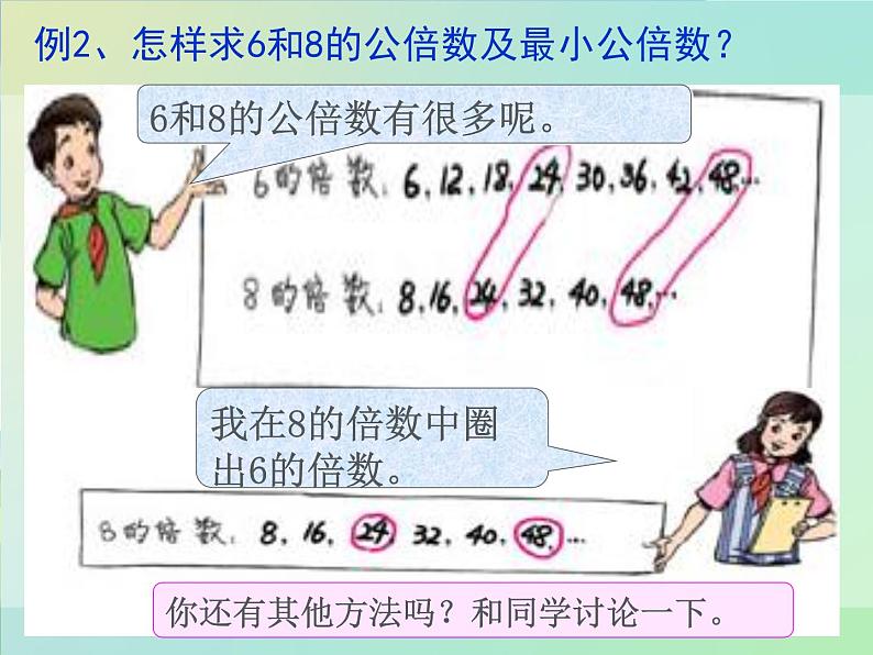 新人教版五年级下册数学最小公倍数ppt 课件08