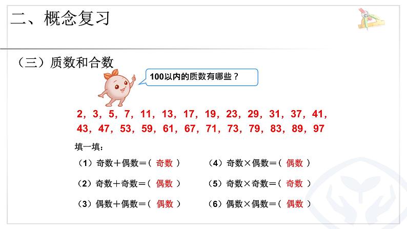 五年级数学下册总复习《因数与倍数》 课件04