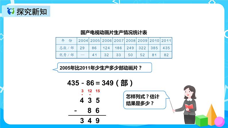 人教版数学三年级上册第四单元第三课时《减法（1）》课件+教案+同步练习（含答案）07