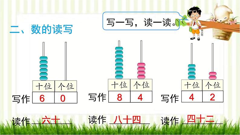 人教版数学一年级下册 8.总复习-第1课时  100以内的数 课件第6页