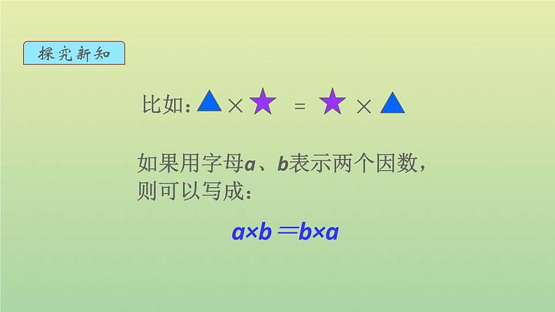 新人教版四年级数学下册第3单元运算定律第4课时乘法运算定律1教学课件06