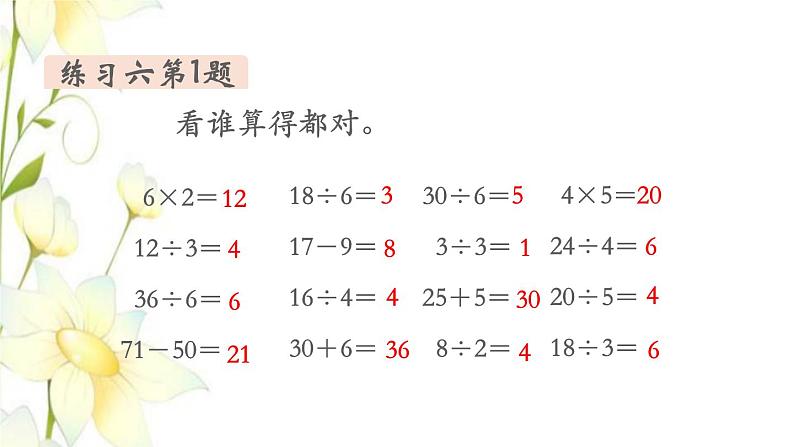 新人教版二年级数学下册第2单元表内除法一第13课时整理和复习教学课件07