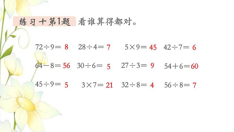 新人教版二年级数学下册第4单元表内除法二第6课时整理和复习教学课件05