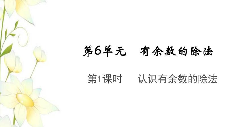 新人教版二年级数学下册第6单元有余数的除法第1课时认识有余数的除法教学课件01