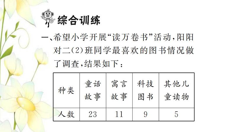 新人教版二年级数学下册第1单元数据收集整理整理和复习习题课件03