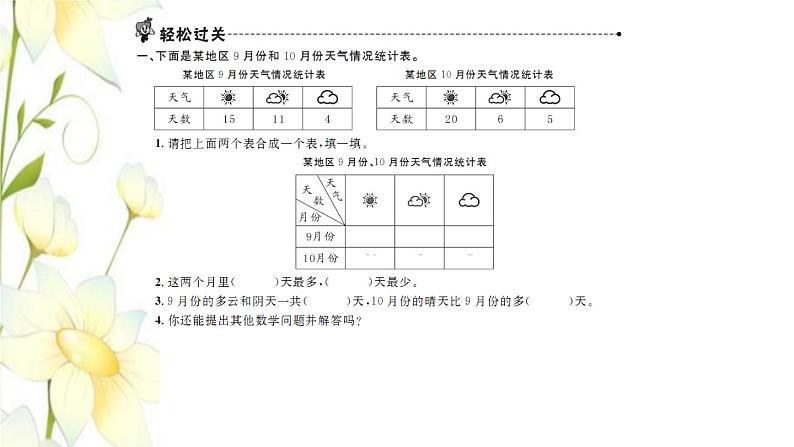 新人教版三年级数学下册第9单元总复习第4课时复式统计表习题课件02