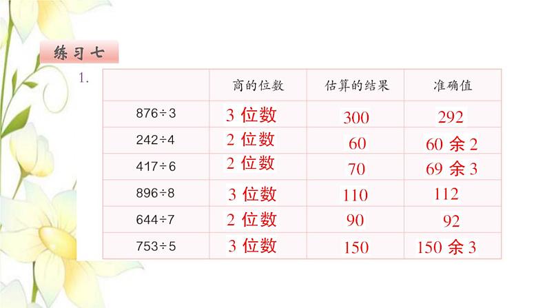 新人教版三年级数学下册第二单元除数是一位数的除法第9课时整理和复习教学课件04