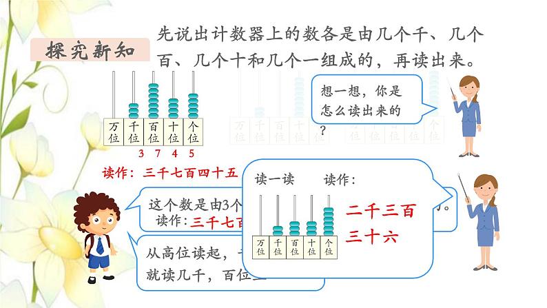 新人教版二年级数学下册第7单元万以内数的认识第6课时10000以内数的读写教学课件04