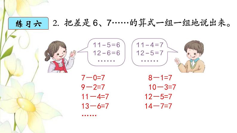 新人教版一年级数学下册第2单元20以内的退位减法第11课时整理与复习教学课件05