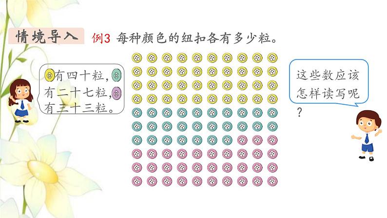 新人教版一年级数学下册第4单元100以内数的认识第3课时读数写数教学课件03