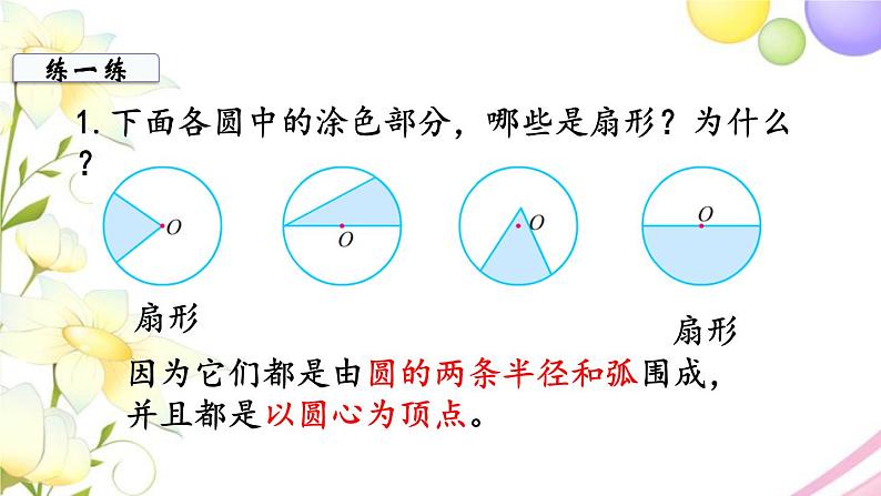 苏教版五年级数学下册第六单元圆第2课时扇形的初步认识教学课件07