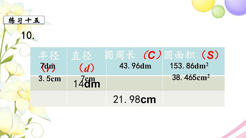 苏教版五年级数学下册第六单元圆第9课时练习十五教学课件第5页