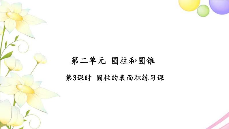 苏教版六年级数学下册第二单元圆柱和圆锥第3课时圆柱的表面积练习课习题课件第1页