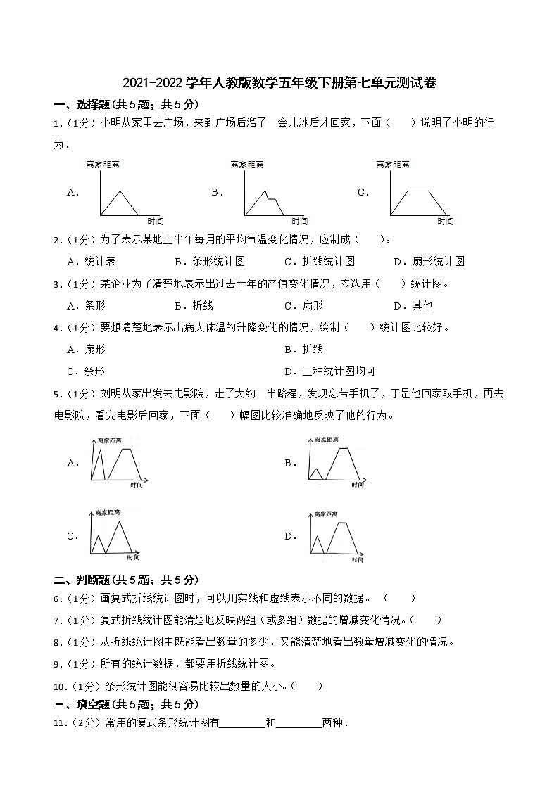 人教版数学五年级下册第七单元测试卷（含答案）第1页