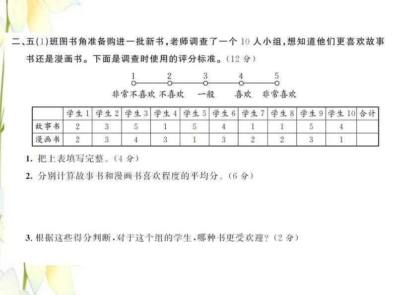 北师大版五年级数学下册第八单元数据的表示和分析测试卷习题课件05