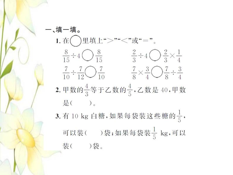 北师大版五年级数学下册第五单元分数除法提升训练习题课件第2页