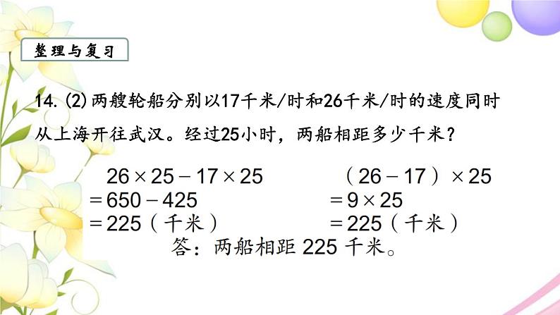 苏教版四年级数学下册第九单元整理与复习第3课时常见的数量关系和解决问题的策略教学课件第6页