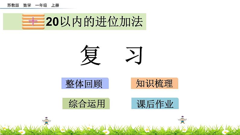 10.7苏教版数学一年级上册第十单元《20以内的进位加法》-课后复习PPT课件01