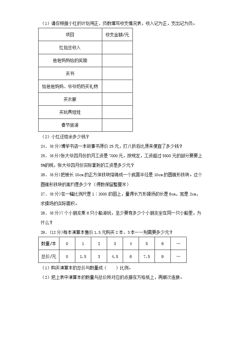 人教版数学六下期末常考易错题汇编全能金卷（十二）第3页