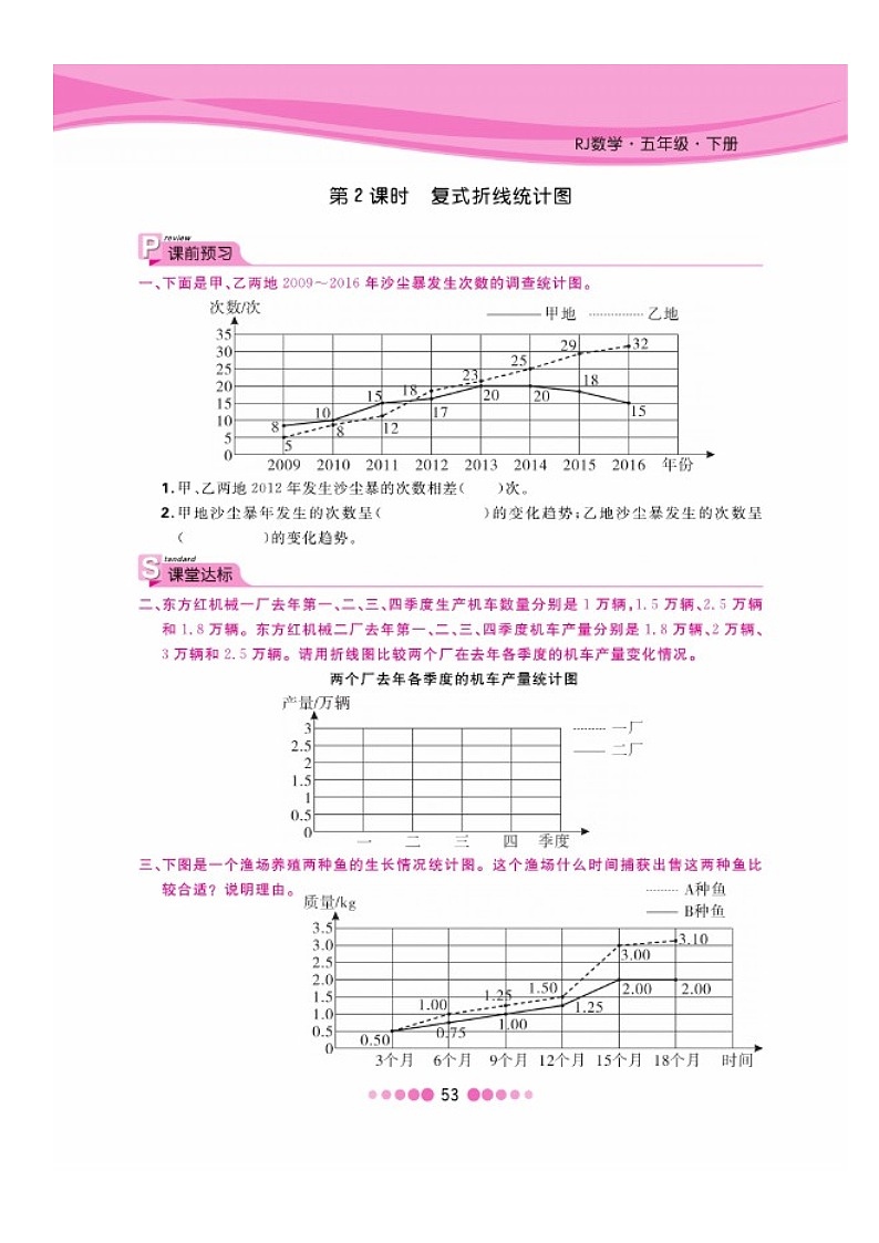 五年级下册数学试题 第七单元一课一练图片版无答案 人教版第2页