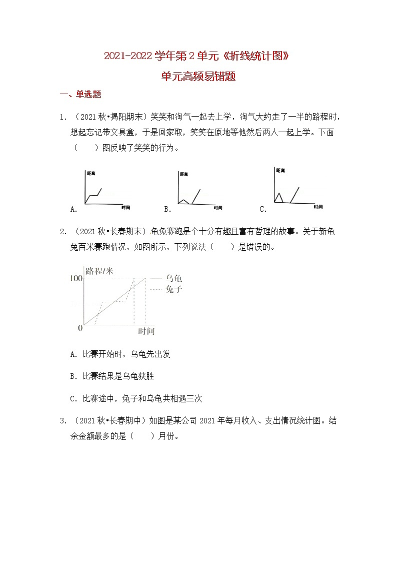【高频单元易错题】2021-2022学年五年级下册 数学第2单元：折线统计图（含答案解析）苏教版01
