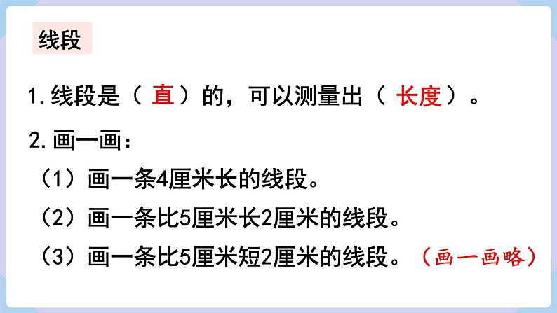 人教版二年级数学上册课件 第9单元 总复习 第1课时  长度单位 角的初步认识第4页