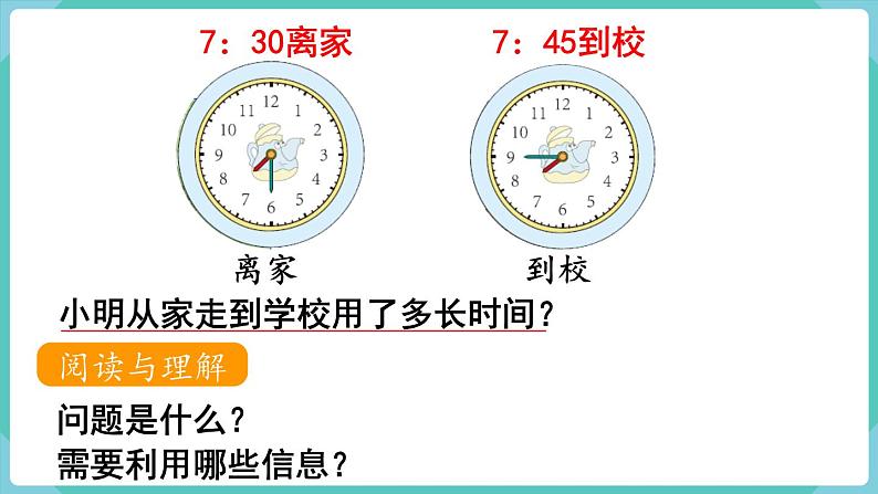 人教版三年级数学上册课件 第1单元  时、分、秒  第3课时  计算经过的时间第4页