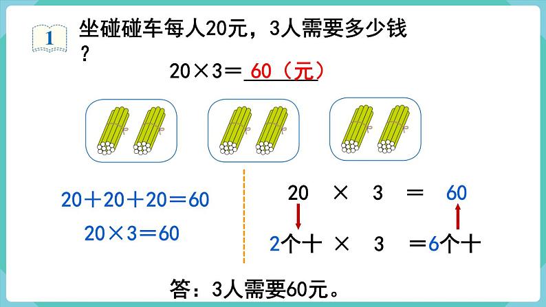 人教版三年级数学上册课件 第6单元  多位数乘一位数 第1课时  口算乘法（1）第4页