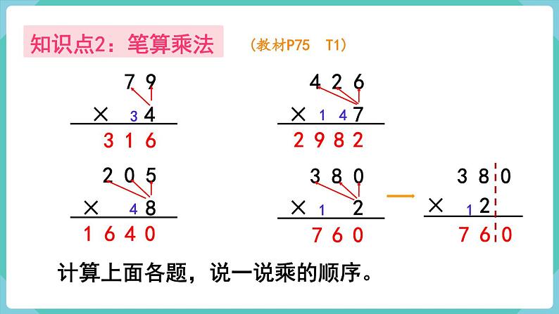 人教版三年级数学上册课件 第6单元  多位数乘一位数 第11课时  整理和复习第4页