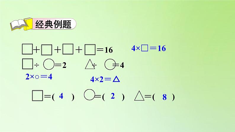 二年级下册数学课件-第四单元 表内除法（二） 用除法解决图形代表数的问题 人教版(共12张PPT)02