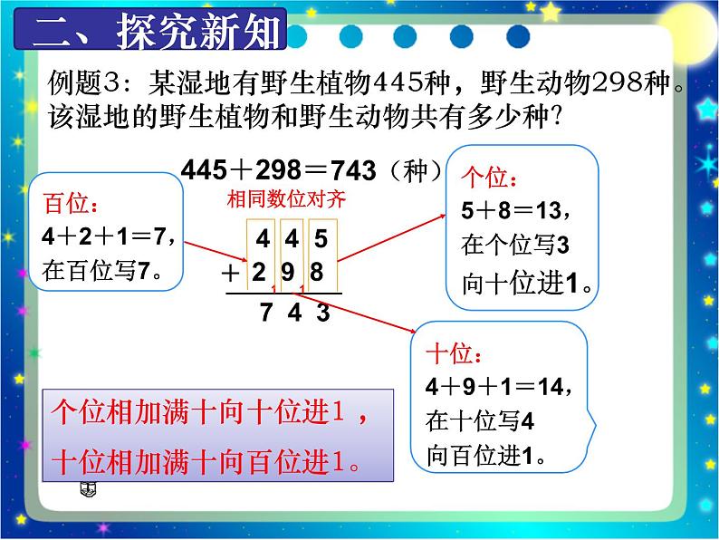 二年级下册数学课件-6.2.2 万以内的加法和减法（二）-连续进位加法｜冀教版  (共18张PPT)第4页