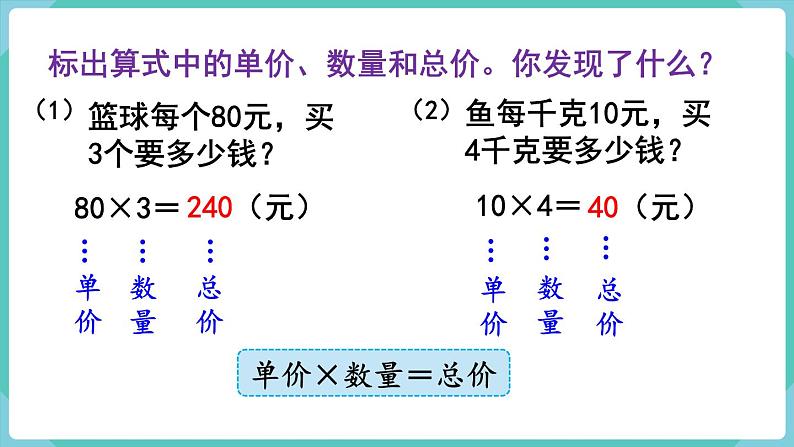 人教版四年级数学上册课件 第4单元 三位数乘两位数  第4课时  单价、数量和总价第5页