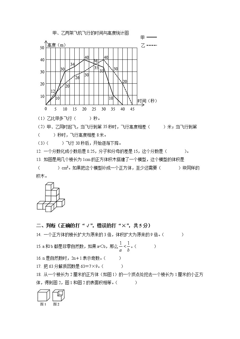 2020-2021学年四川省成都市简阳市北师大版五年级下册期末测试数学试卷（试卷+解析）02