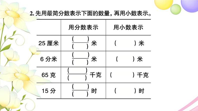 苏教版五年级数学下册第四单元分数的意义和性质第15课时整理与练习2习题课件03